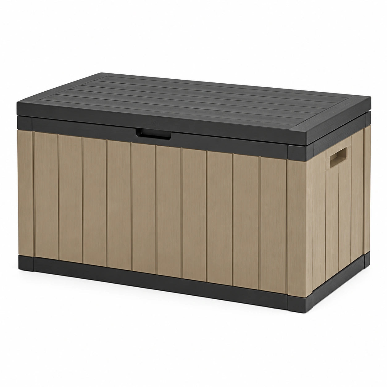 Arcón de jardín de plástico polipropileno beige y negro 117x45x57 cm