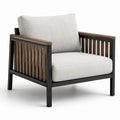 Sillón de jardín con estructura de aluminio y brazos de teca 75x80x70 cm gris claro