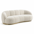 Sofá curvo de tela bouclé beige 210 cm