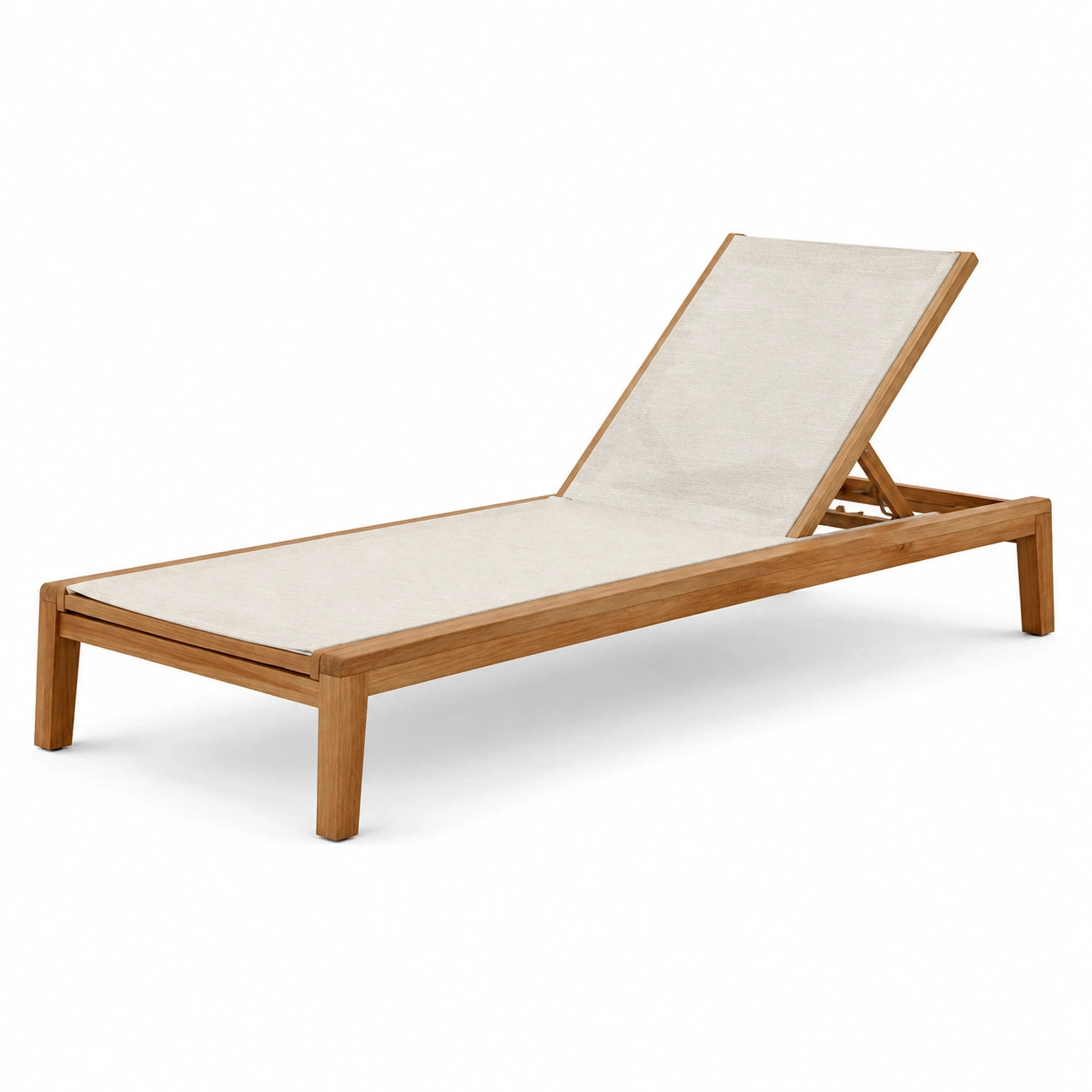 Tumbona de jardín de madera de teca beige con respaldo ajustable