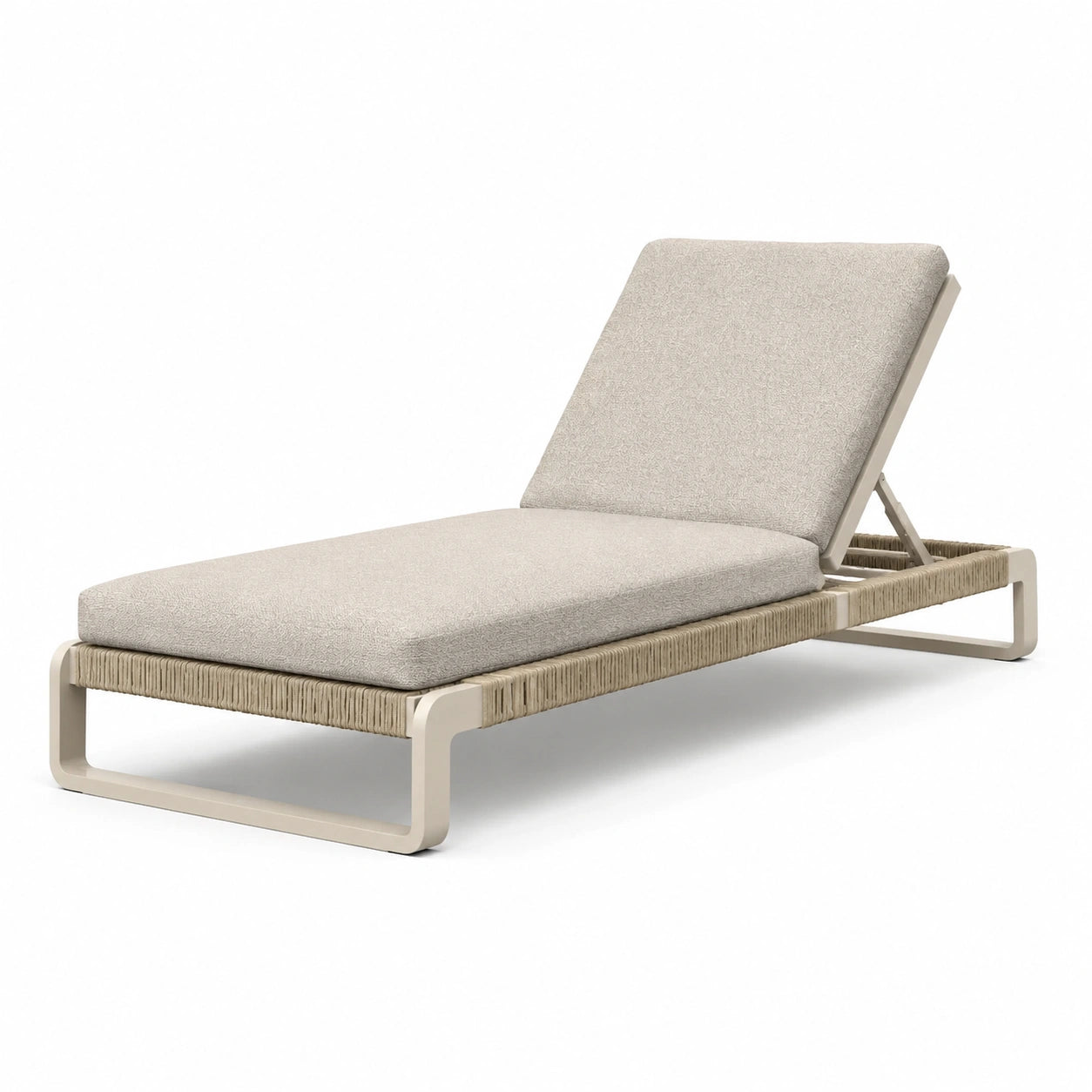 Tumbona de aluminio y cuerda sintética con cojines beige 200 cm