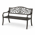 Banco de metal decorativo, 128x60x85 cm, negro