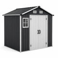 Caseta de Metal con Ventanas Integradas Negro y Blanco 213x130x185 cm