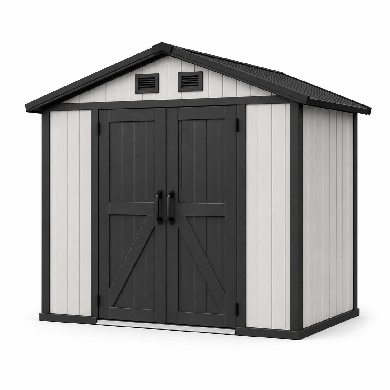 Cobertizo de plástico para exteriores 185x152x226 cm gris y blanco