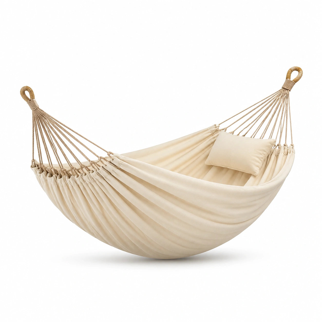 Hamaca de Algodón Beige con Almohada 200x150 cm