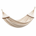 Hamaca de Algodón con Barras de Madera de Haya 200x150 cm Crema