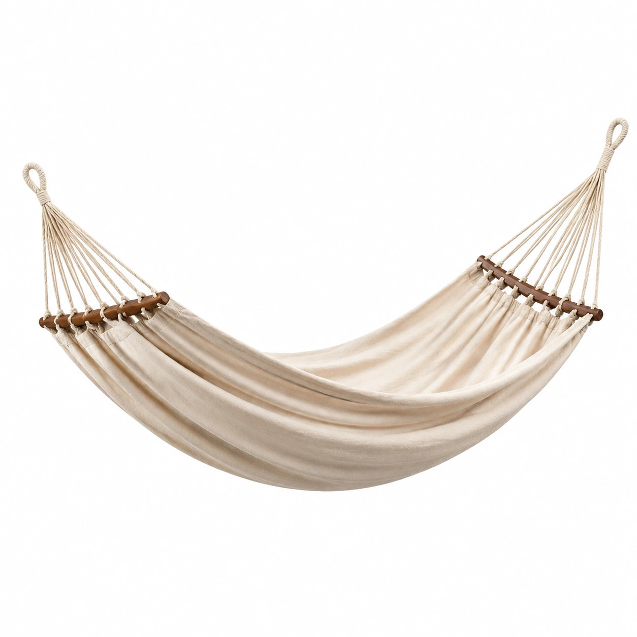 Hamaca de Algodón con Barras de Madera de Haya 200x150 cm Crema