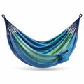 Hamaca de algodón y poliéster azul y verde 200 cm x 150 cm