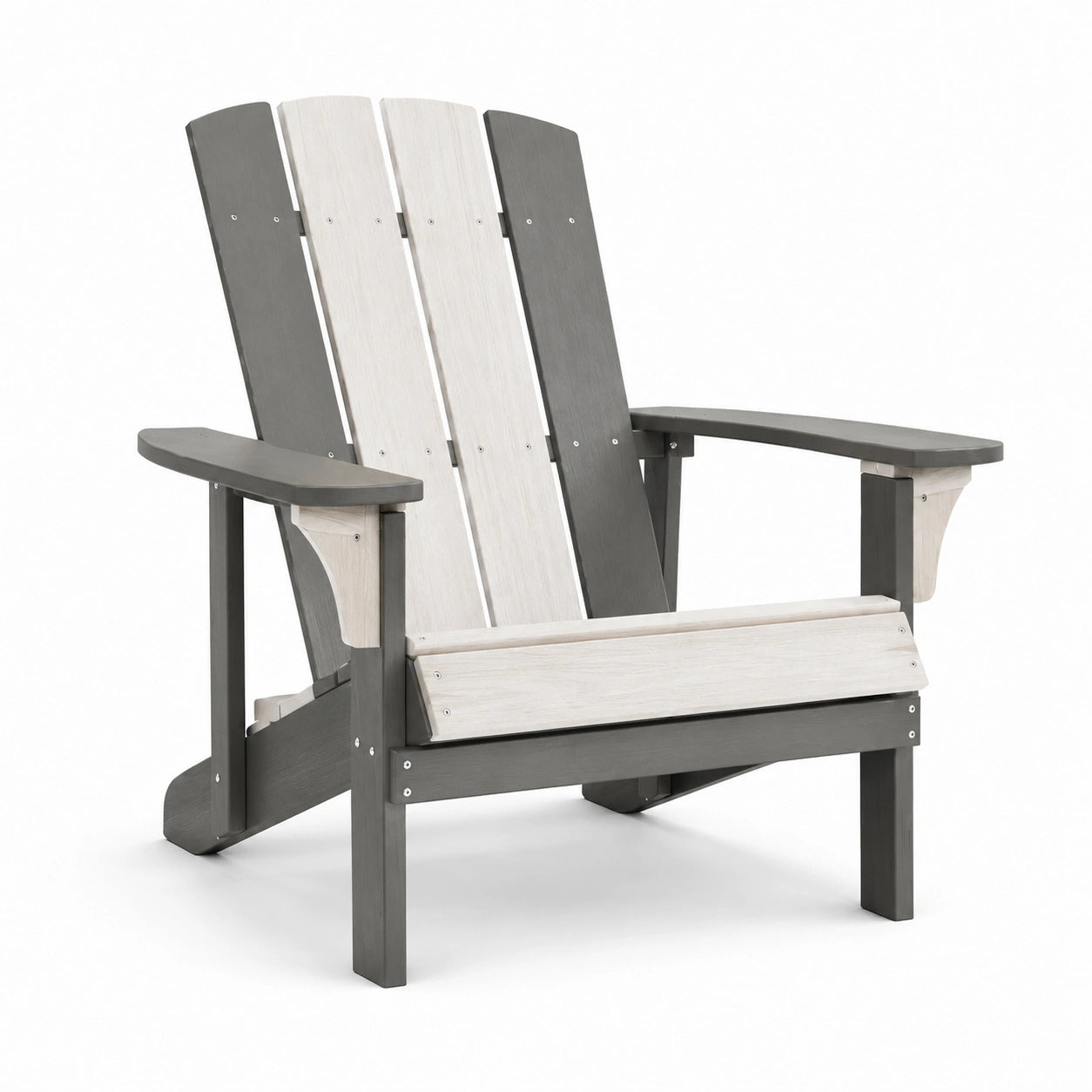 Silla Adirondack de Madera Compuesta para Exterior, Gris y Blanco